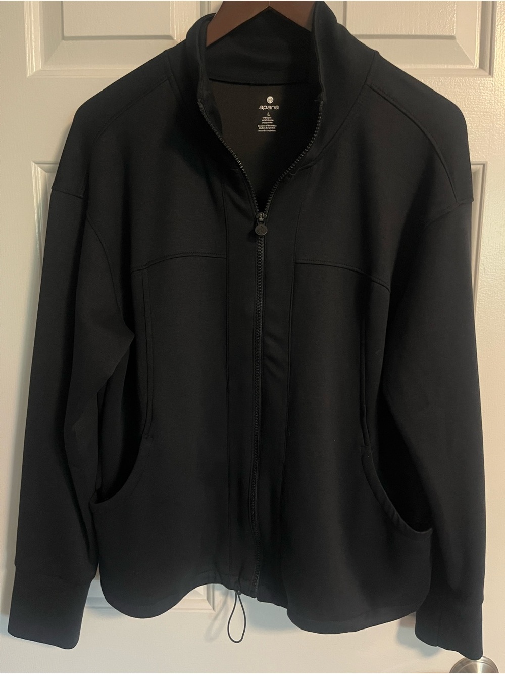 Apana Black Full-Zip Stand Collar Jacket